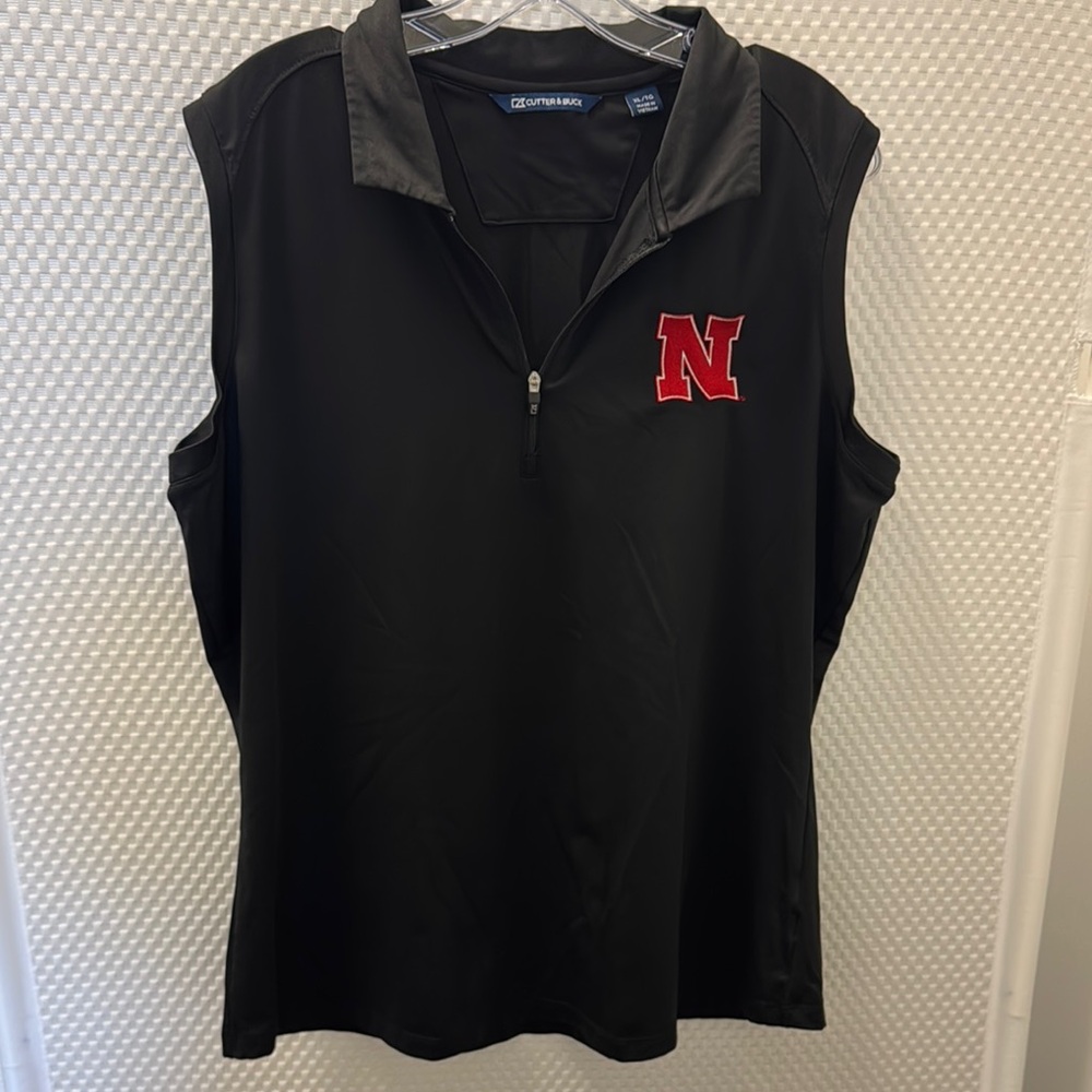 Cutter & Buck Black Sleeveless Top with Red Emblem